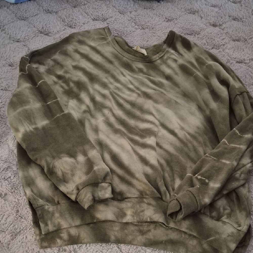 Fantastic Fawn Olive Tie-Dye Crew Neck Sweater